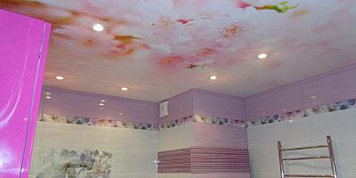 Потолок с фотопечатью в ванную 6 кв.м
